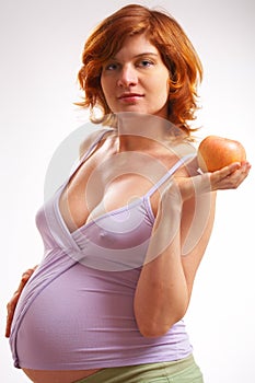 Pregnant women with apple