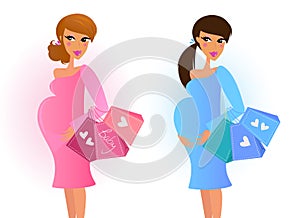 Pregnant women awaiting baby boy and baby girl