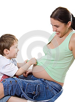 Pregnant women and little boy