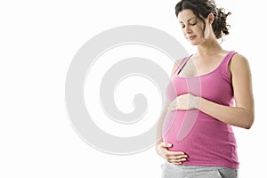 Pregnant Young Woman With Eyes Closed