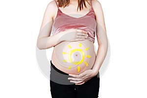 Pregnant young woman isoalted on white
