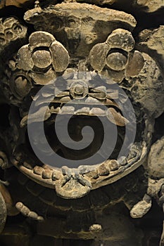 A prehispanic god watching from his ritual mask version 4 photo