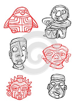 Prehispanic symbols hand drawn illustration photo