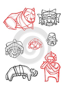 Prehispanic symbols hand drawn illustration photo