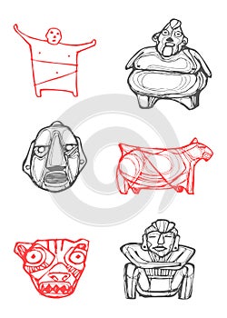 Prehispanic symbols hand drawn illustration photo