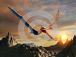 Prehistoric Anhanguera scene 3D illustration