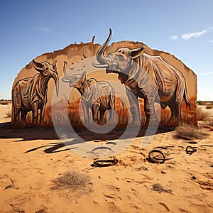 Prehistoric animals graffito