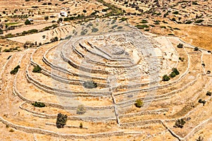 The prehistoric archaeological site Skarkos hill in Ios, Greece