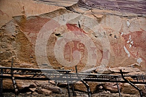 Prehistoric art paintings at cliff of Pha Taem