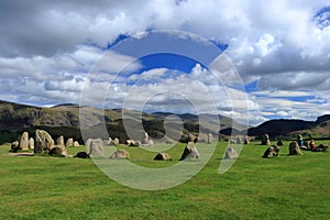 Prehistoric Castlerigg Stone Circle near Keswick, Lake District National Park, Cumbria, England, Great Britain