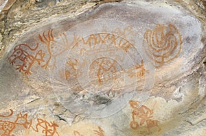 Prehistoric cave painting in Bhimbetka -India.