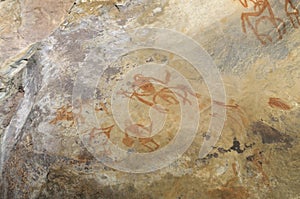 Prehistoric cave painting in Bhimbetka -India.