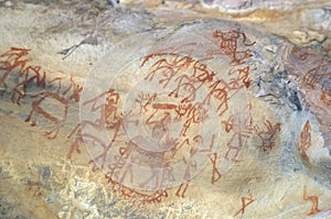 Prehistoric cave painting in Bhimbetka -India.