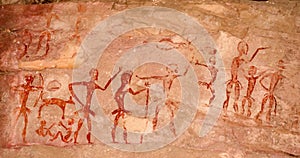 Prehistoric cave paintings over 4000 years Khao Chan Ngam, Nakhon Ratchasima. photo