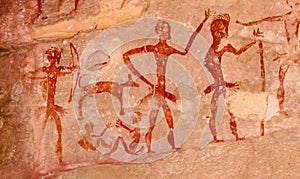 Prehistoric cave paintings over 4000 years Khao Chan Ngam, Nakhon Ratchasima. photo