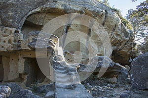 Prehistoric caves carved in sandstone. Called Grottes de Cales.