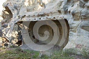 Prehistoric caves carved in sandstone. Called Grottes de Cales.