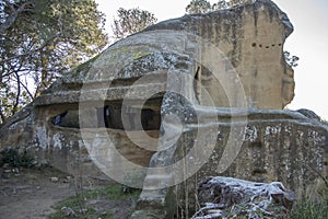 Prehistoric caves carved in sandstone. Called Grottes de Cales.