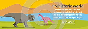 Prehistoric dino world banner horizontal concept