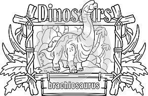 Prehistoric dinosaur brachiosaurus, coloring book, funny illustration