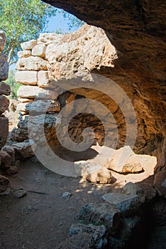 Prehistoric house of one of the monumental sites of Menorca island