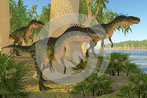 Prehistoric Jurassic Monolophosaurus Dinosaurs