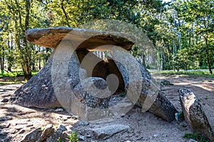 Prehistoric megalithic Dolmen de Axeitos at Riveira, Rias Baixas, Coruna, Galicia, Spain photo