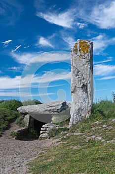 Megaliths, standing stone and dolmen of Morbihan, France photo