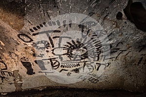 Prehistoric mural drawings in Magura cave