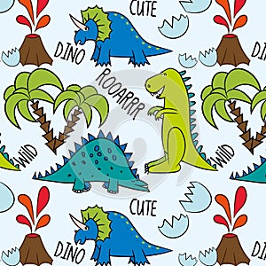 Prehistoric pattern. Dino Friends