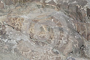 Prehistoric Petroglyphs, sacred rock of Hunza, rock carvings in Gilgit Baltistan, Pakistan