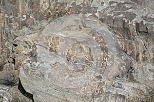 Prehistoric Petroglyphs, sacred rock of Hunza, rock carvings in Gilgit Baltistan, Pakistan