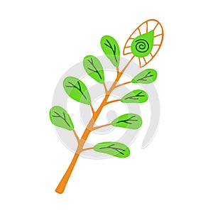 Prehistoric plant doodle. Vector illustration in cartoon style isolated on white