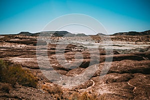 Prehistoric rock formations in Arizona`s Petrified Forest Nation