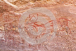 Prehistoric rock painting of the Trinidad deer in Canon La Trinidad near Mulege, Baja California Sur, Mexico