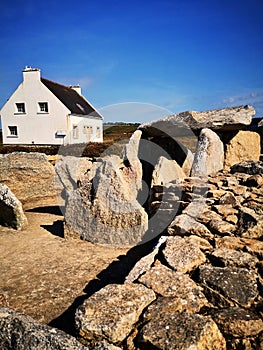 Prehistoric site of Menez Dregan, France, Finistere, Plouhinec photo