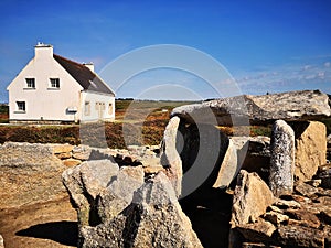 Prehistoric site of Menez Dregan, France, Finistere, Plouhinec photo