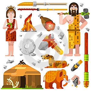 Prehistoric Stone Age Caveman Icons