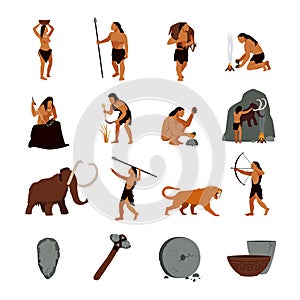 Prehistoric Stone Age Caveman Icons