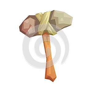 Prehistoric stone axe, colorful vector illustration