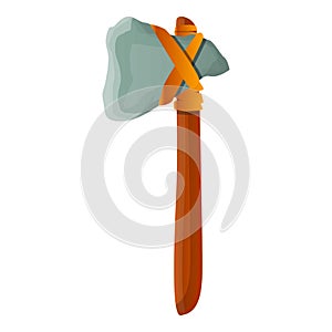 Prehistoric stone axe icon, cartoon style