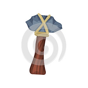 Prehistoric stone axe, stone age symbol, weapon of caveman vector Illustration on a white background