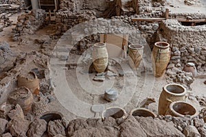 Prehistoric Town of Akrotiri at Santorini island in Greece