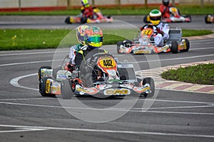 PREJMER, BRASOV, ROMANIA - MAY 3: Unknown pilots competing in National Karting Championship Dunlop 2015,