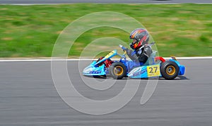 PREJMER, BRASOV, ROMANIA - MAY 3: Unknown pilots competing in National Karting Championship Dunlop 2015, on May 3, 2015 in