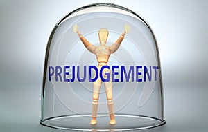 Prejudgement can separate a person from the world and lock in an isolation that limits - pictured as a human figure locked inside