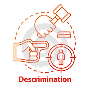 Prejudice discrimination concept icon. Zero tolerance policy idea thin line illustration. Social inequality. Bullying