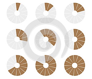 Preloader, circular loading bar. Pie chart, pie graph. Vector template