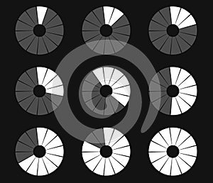 Preloader, circular loading bar. Pie chart, pie graph. Vector template