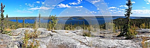 Prelude Lake Landscape Panorama with Canadian Shield and Boreal Forest, Northwest Territories photo